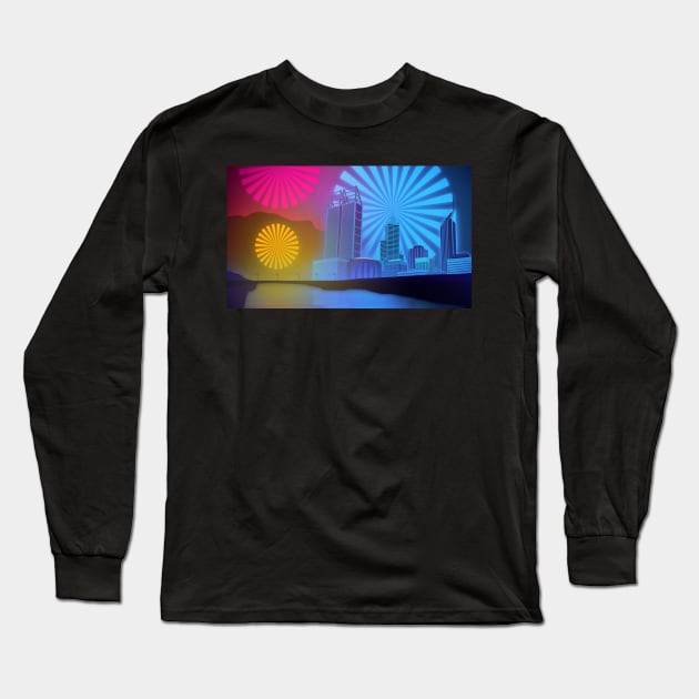 Perth Night Skyline With Fireworks Long Sleeve T-Shirt by MOULE